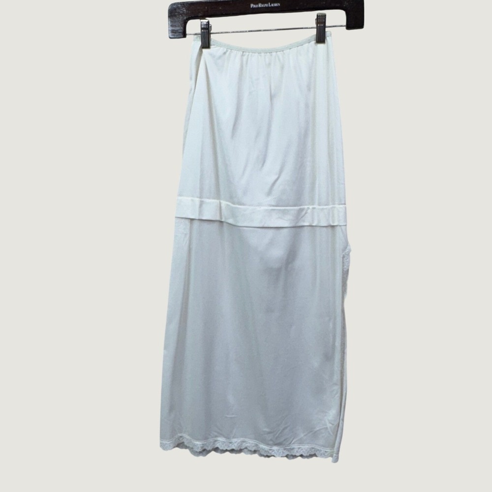 Wilmot Half Slip Small White Vintage Lace Trim Maxi Long Lingerie Coquette